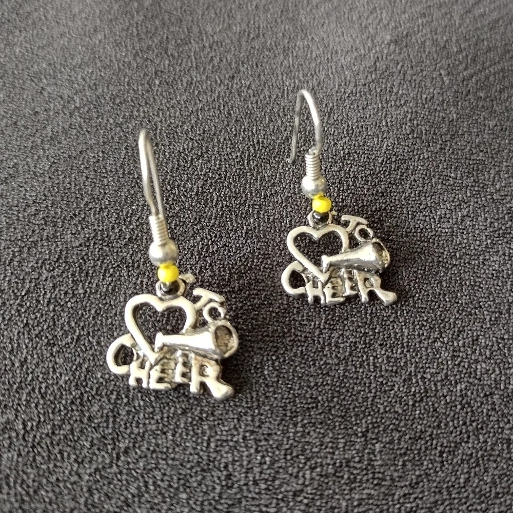 Cheerleading Silver Love To Cheer Dangle Earrings